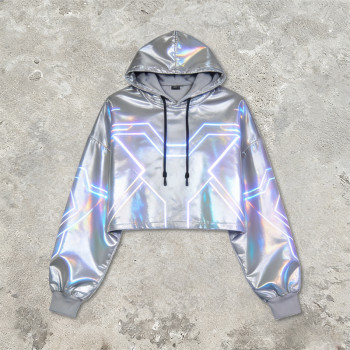 Custom Cyber Holographic Reflective Hoodie | Techwear | Custom Streetwear