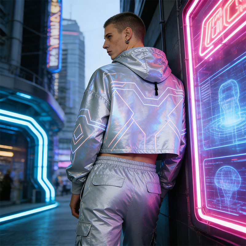 Custom Cyber Holographic Reflective Hoodie