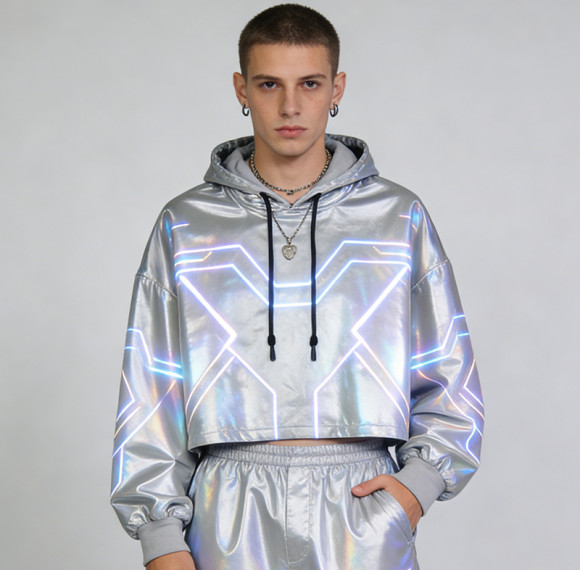 Custom Cyber Holographic Reflective Hoodie | Techwear | Custom Streetwear