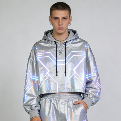 Custom Cyber Holographic Reflective Hoodie | Techwear | Custom Streetwear