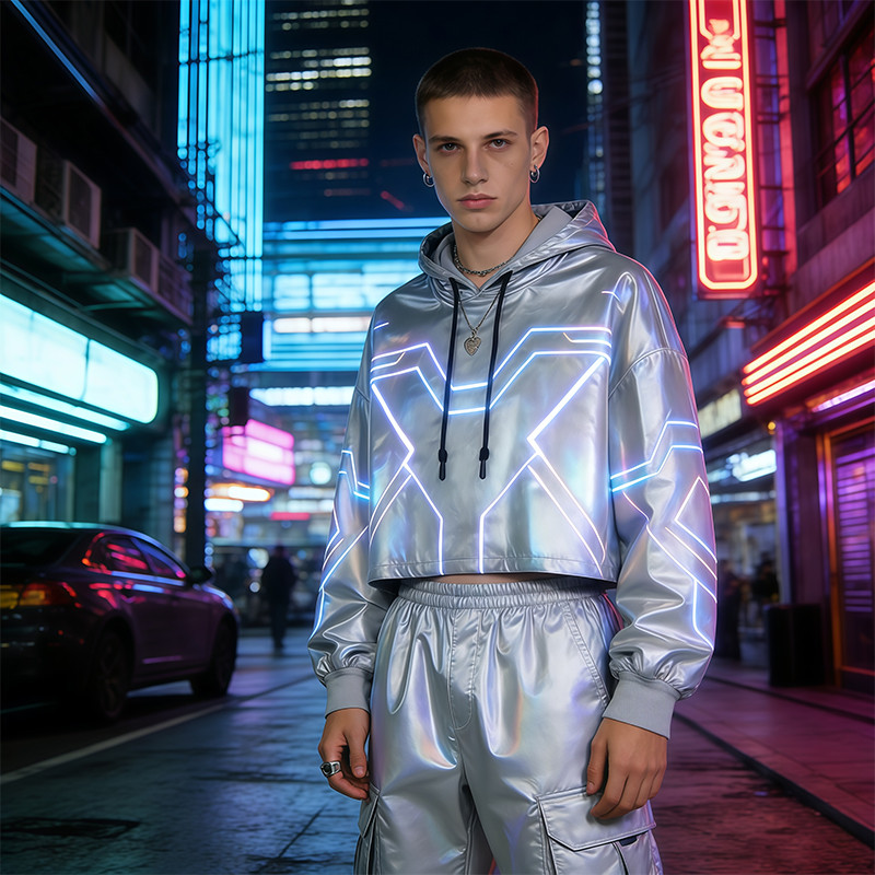 Custom Cyber Holographic Reflective Hoodie