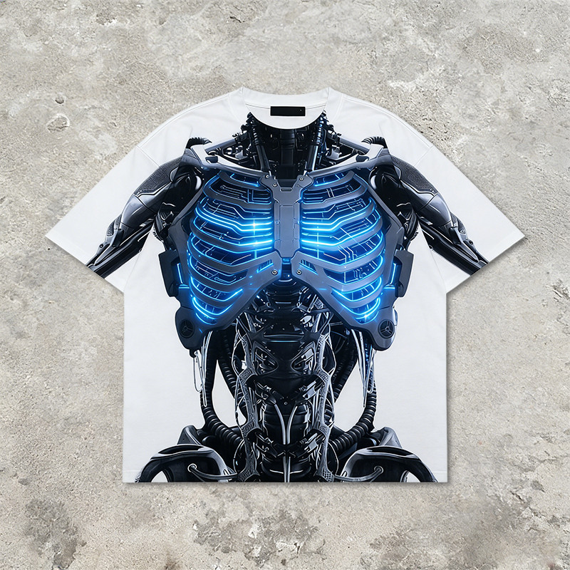 Custom Cyber Tech Digital Print T-shirt