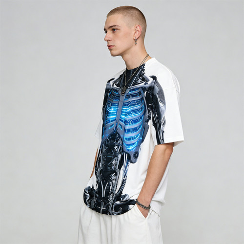 Custom Cyber Tech Digital Print T-shirt | Techwear | Custom Streetwear | OEM ODM