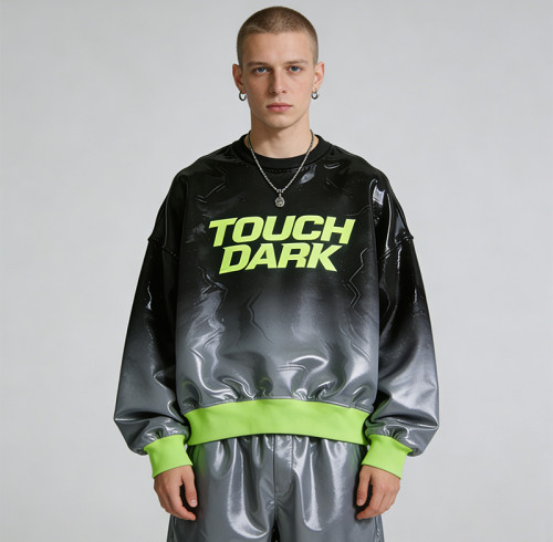 Custom Cyber Tech Gradient PU Gel Print Jacket | Techwear | Custom Streetwear | ODM OEM