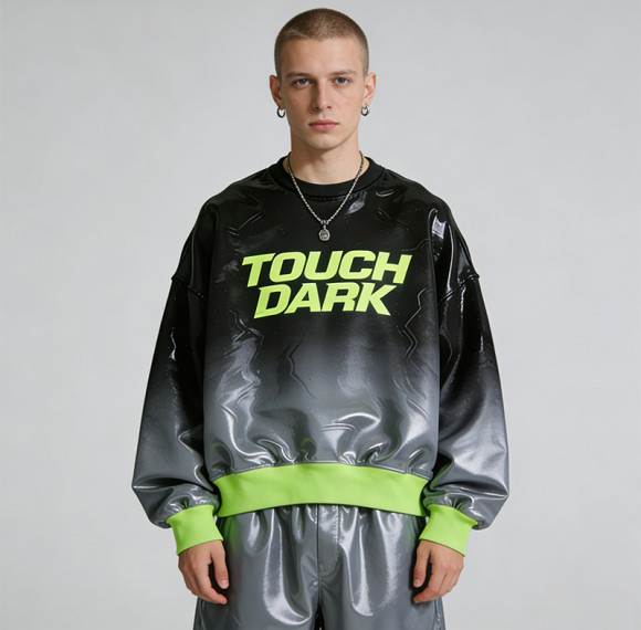 Custom Cyber Tech Gradient PU Gel Print Jacket | Techwear | Custom Streetwear | ODM OEM
