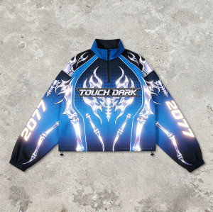 Custom Cyber Tech Heat Transfer Reflective Jacket | Techwear | Custom Streetwear | ODM OEM