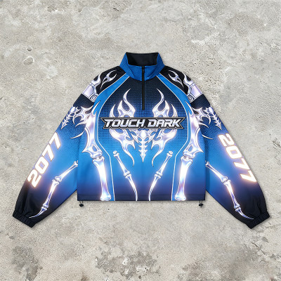 Custom Cyber Tech Heat Transfer Reflective Jacket | Techwear | Custom Streetwear | ODM OEM