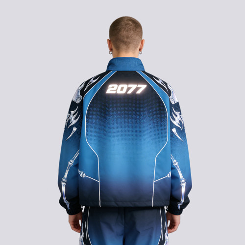 Custom Cyber Tech Heat Transfer Reflective Jacket | Techwear | Custom Streetwear | ODM OEM