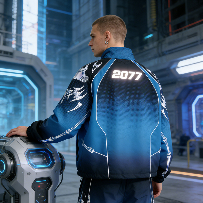 Custom Cyber Tech Heat Transfer Reflective Jacket