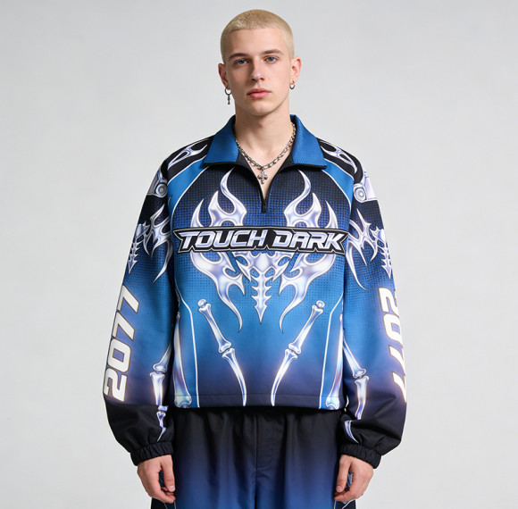 Custom Cyber Tech Heat Transfer Reflective Jacket | Techwear | Custom Streetwear | ODM OEM