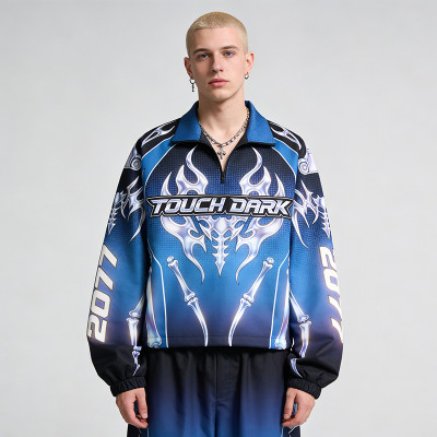 Custom Cyber Tech Heat Transfer Reflective Jacket | Techwear | Custom Streetwear | ODM OEM