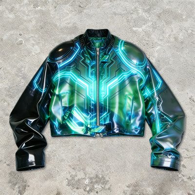 Custom Cyber Tech Iridescent Reflective Jacket | Techwear | Holographic | Custom Streetwear | ODM OEM