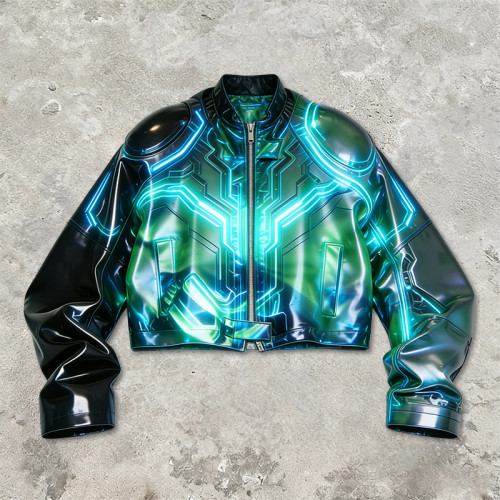 Custom Cyber Tech Iridescent Reflective Jacket | Techwear | Holographic | Custom Streetwear | ODM OEM