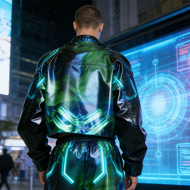 Custom Cyber Tech Iridescent Reflective Jacket