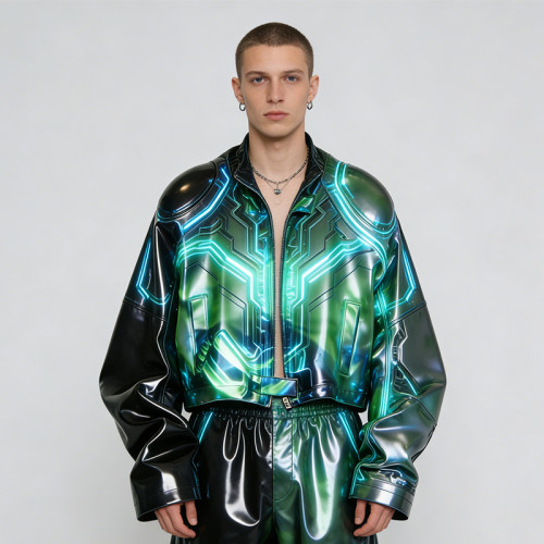 Custom Cyber Tech Iridescent Reflective Jacket | Techwear | Holographic | Custom Streetwear | ODM OEM