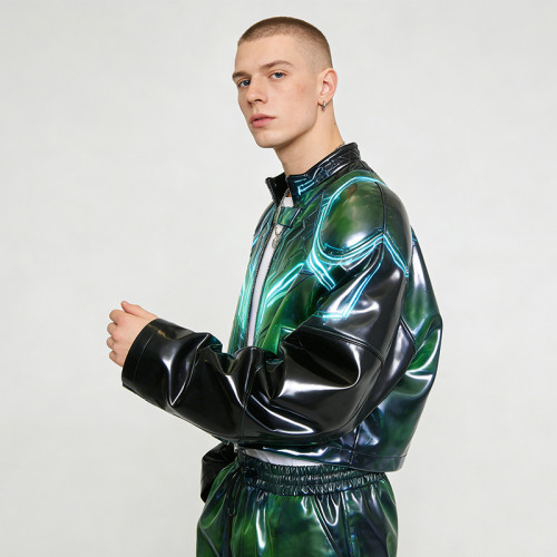 Custom Cyber Tech Iridescent Reflective Jacket | Techwear | Holographic | Custom Streetwear | ODM OEM