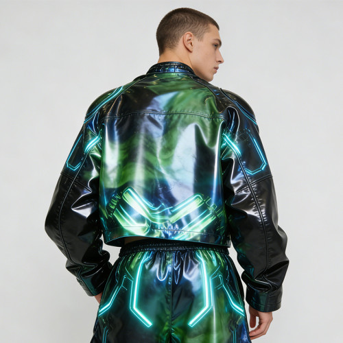 Custom Cyber Tech Iridescent Reflective Jacket | Techwear | Holographic | Custom Streetwear | ODM OEM