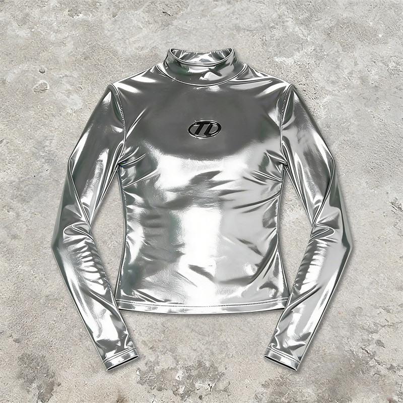 Custom Tech Silver Foil Silicone Print T-shirt 