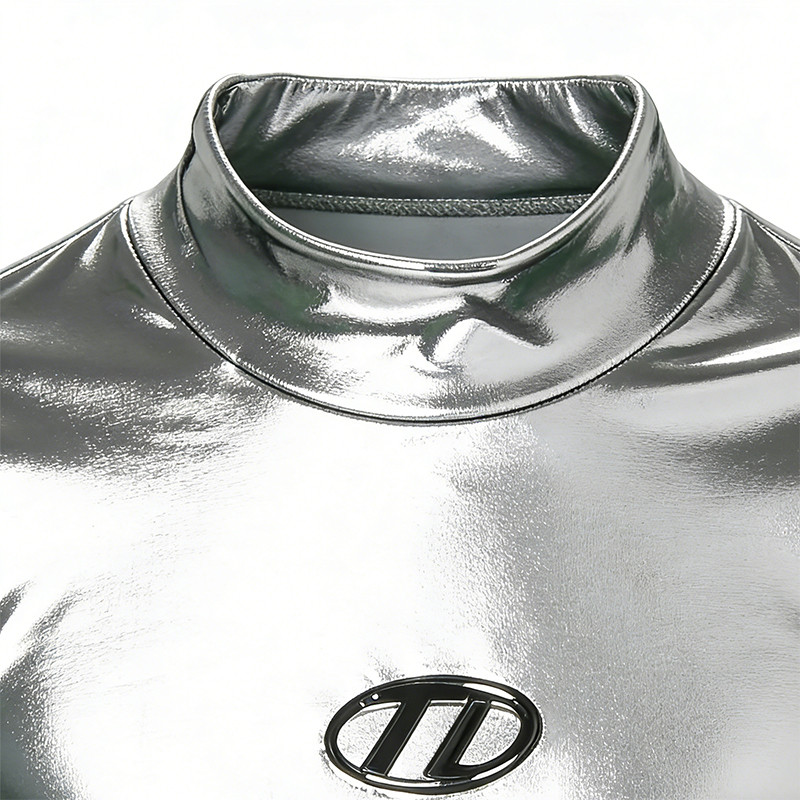 Custom Tech Silver Foil Silicone Print T-shirt 