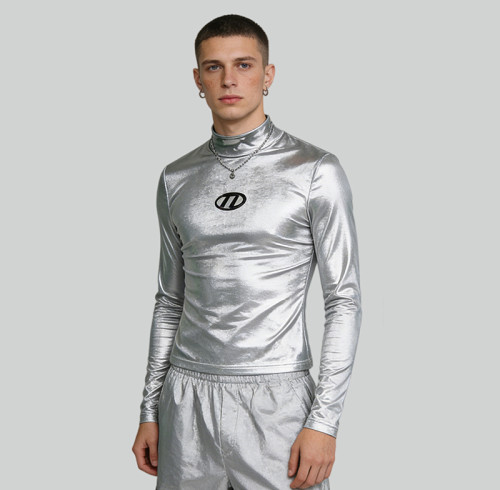 Custom Tech Silver Foil Silicone Print T-shirt | Techwear | Custom Streetwear | OEM ODM