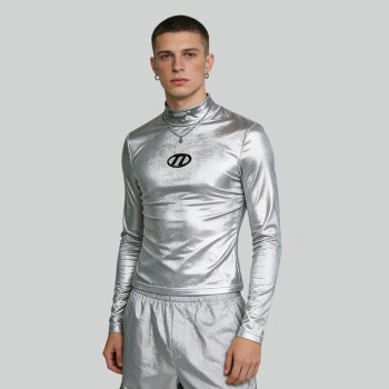 Custom Tech Silver Foil Silicone Print T-shirt | Techwear | Custom Streetwear | OEM ODM