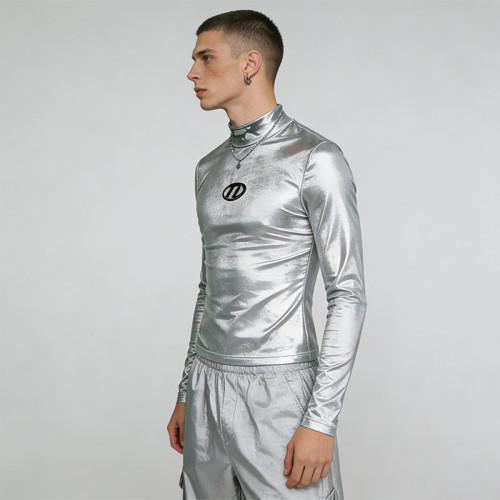 Custom Tech Silver Foil Silicone Print T-shirt | Techwear | Custom Streetwear | OEM ODM