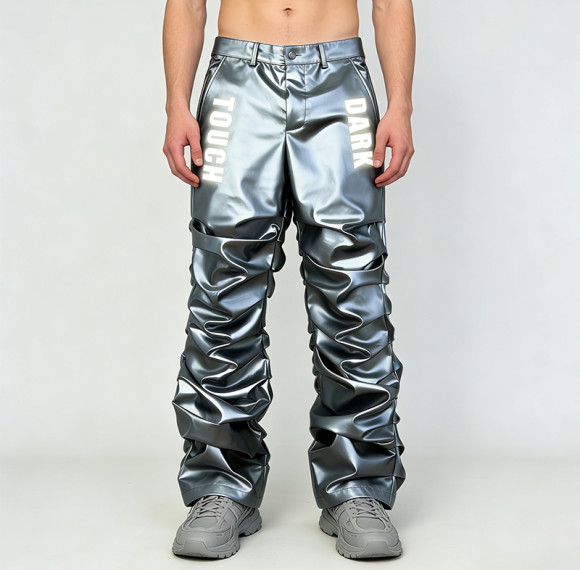 Custom Cyber Metallic 3D Pleated Reflective Pants | Techwear | Custom Streetwear | ODM OEM