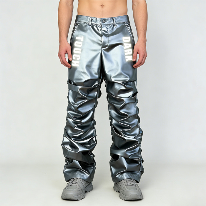 Custom Cyber Metallic 3D Pleated Reflective Pants | Techwear | Custom Streetwear | ODM OEM