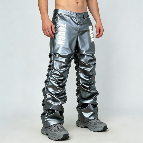 Custom Cyber Metallic 3D Pleated Reflective Pants | Techwear | Custom Streetwear | ODM OEM