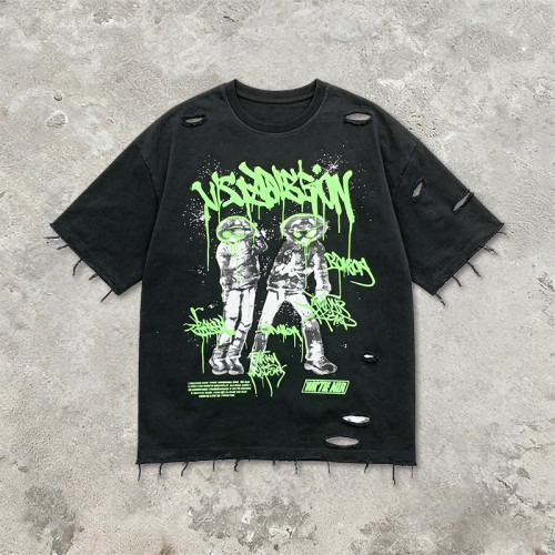 Custom Punk Delic Distressed Frayed T-shirt | Screen Print | Punk Streetwear | New Design