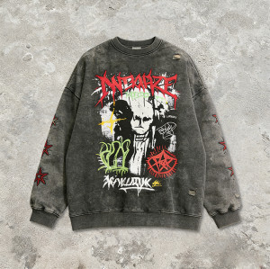 Custom Punk Washed Distressed Digital Print T-shirt | Custom Streetwear | Punk Streetwear | New Design