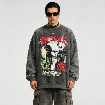 Custom Punk Washed Distressed Digital Print T-shirt | Custom Streetwear | Punk Streetwear | New Design