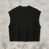 Custom Punk Delic Studded Patch Sleeveless T-shirt | Punk Streetwear |  Washed Frayed | Custom Streetwear | OEM Factory