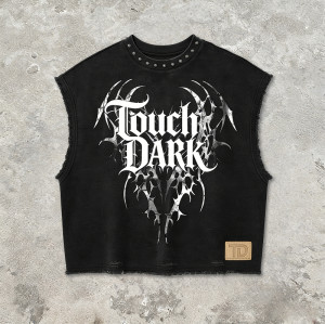 Custom Punk Delic Studded Patch Sleeveless T-shirt | Punk Streetwear |  Washed Frayed | Custom Streetwear | OEM Factory