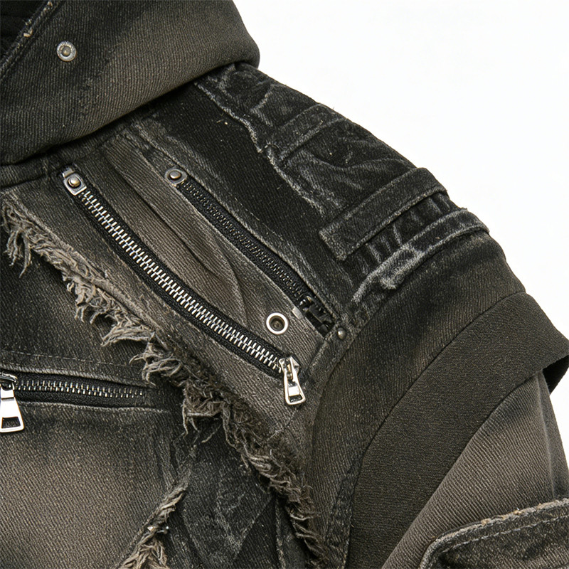 Custom Punk Delic Distressed Multi-zip Jacket