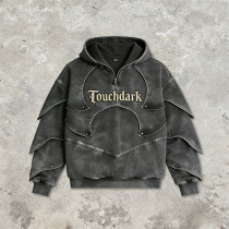 Custom Punk Delic Studded Applique Hoodie | Punk Streetwear | Washed | Custom Streetwear | OEM Factory