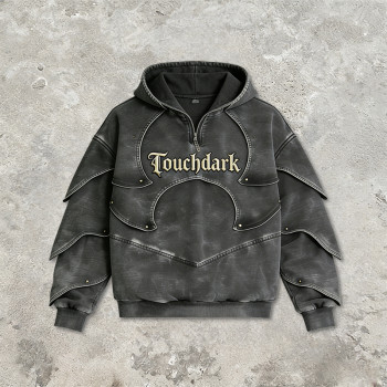 Custom Punk Delic Studded Applique Hoodie | Punk Streetwear | Washed | Custom Streetwear | OEM Factory