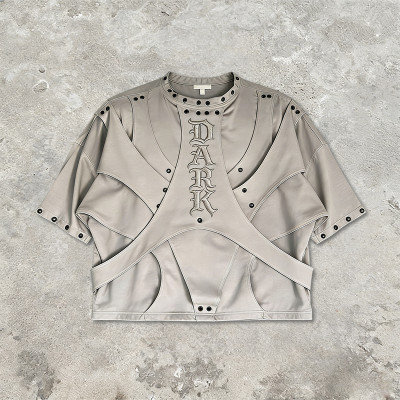 Custom Punk Delic Studded Embroidered T-shirt | Punk Streetwear | Custom Streetwear | OEM Factory