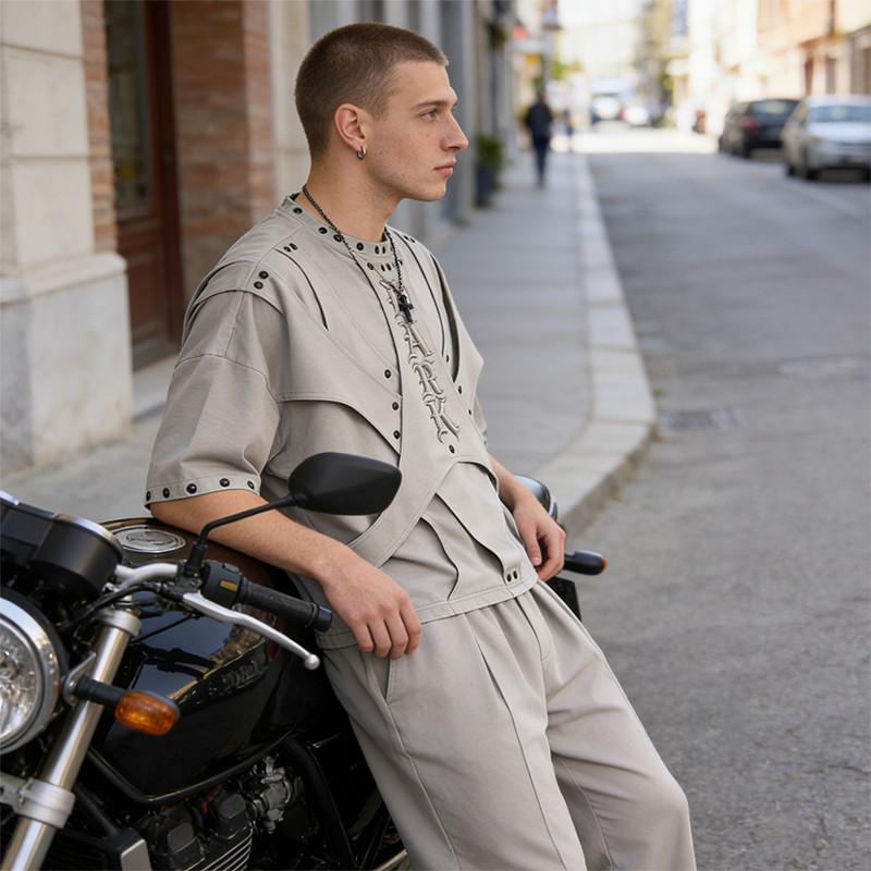 Custom Punk Delic Studded Embroidered T-shirt