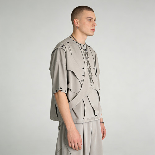 Custom Punk Delic Studded Embroidered T-shirt | Punk Streetwear | Custom Streetwear | OEM Factory