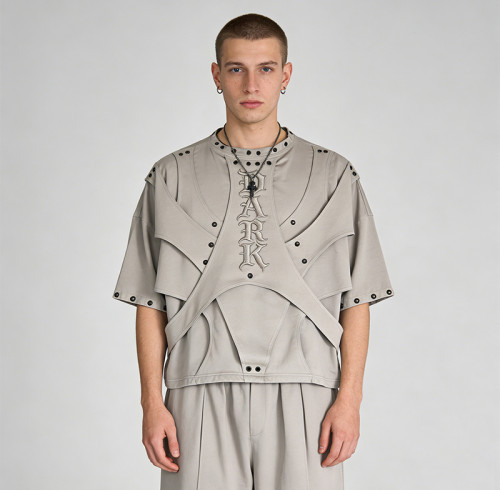 Custom Punk Delic Studded Embroidered T-shirt | Punk Streetwear | Custom Streetwear | OEM Factory