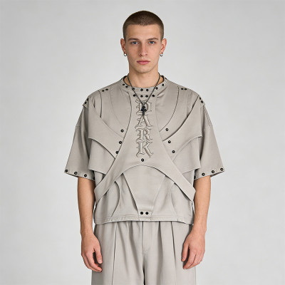 Custom Punk Delic Studded Embroidered T-shirt | Punk Streetwear | Custom Streetwear | OEM Factory