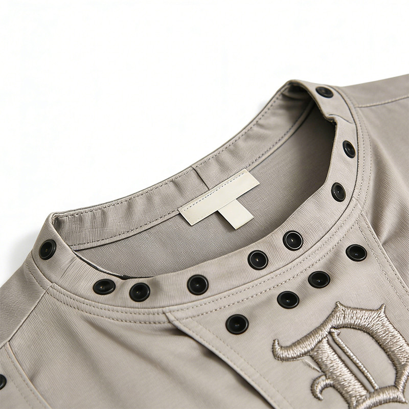 Custom Punk Delic Studded Embroidered T-shirt