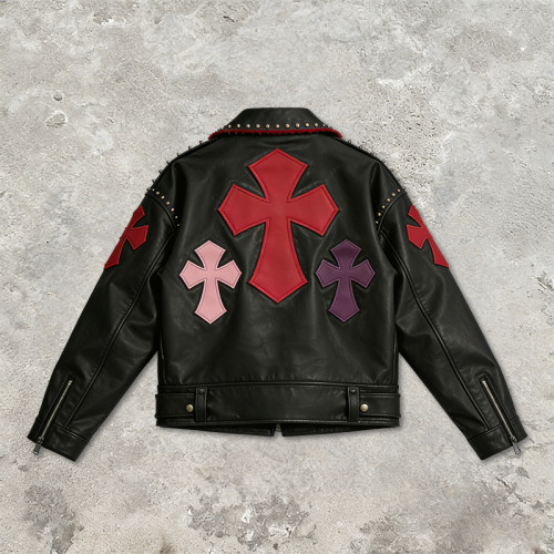 Custom Punk Delic Studded Patch Frayed PU Jacket | Punk Streetwear | 100% PU Leather | Custom Streetwear | OEM ODM