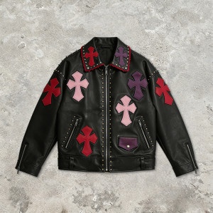 Custom Punk Delic Studded Patch Frayed PU Jacket | Punk Streetwear | 100% PU Leather | Custom Streetwear | OEM ODM