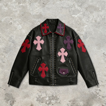 Custom Punk Delic Studded Patch Frayed PU Jacket | Punk Streetwear | 100% PU Leather | Custom Streetwear | OEM ODM