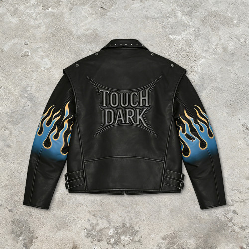 Custom Punk Digital Print Embossed PU Jacket | Punk Streetwear | Studded | Custom Streetwear | OEM Factory