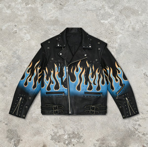 Custom Punk Digital Print Embossed PU Jacket | Punk Streetwear | Studded | Custom Streetwear | OEM Factory