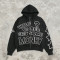 Custom Punk Delic Frayed Screen Print Hoodie | Punk Streetwear | Rhinestone | Custom Streetwear | OEM ODM