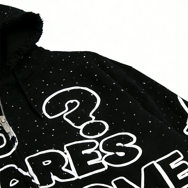 Custom Punk Delic Frayed Screen Print Hoodie